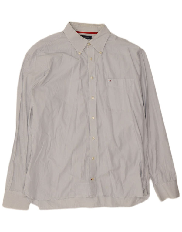Tommy Hilfiger Chemise Homme 2XL Coton à fines rayures bleues