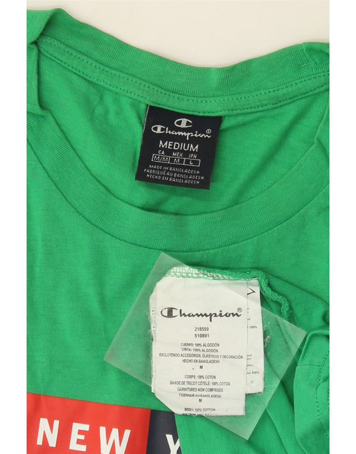 Champion T-Shirt Graphique Homme Vert Moyen Coton