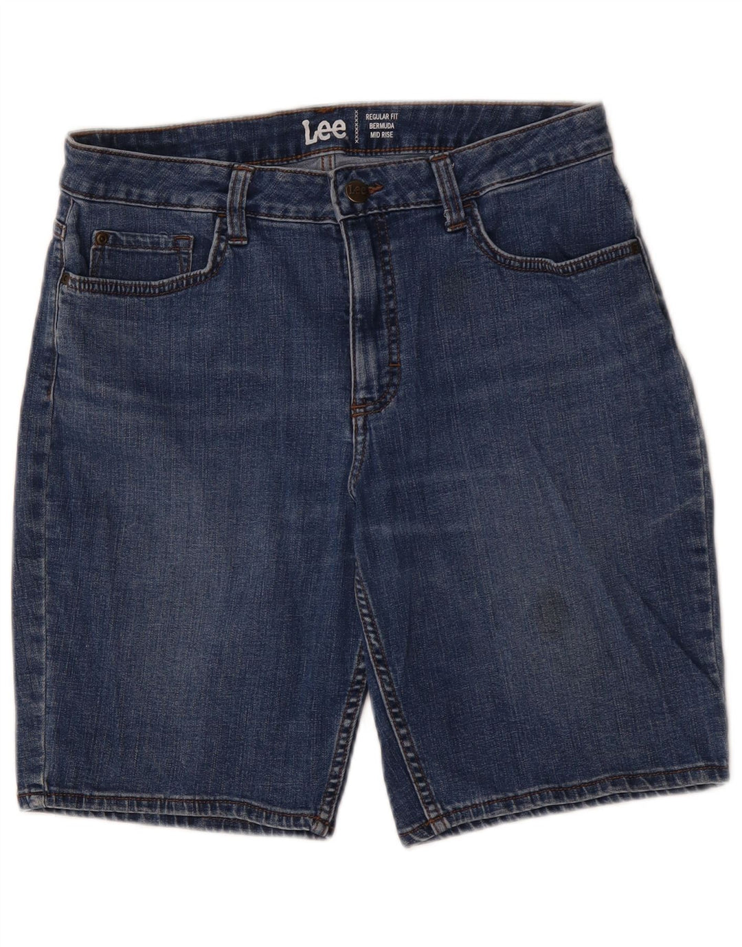 LEE Bermuda en jean taille moyenne pour femme, coupe régulière, W32, grand bleu