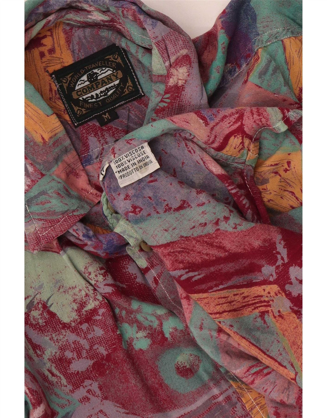 Chemise à manches courtes Vintage pour hommes, Viscose géométrique multicolore moyenne