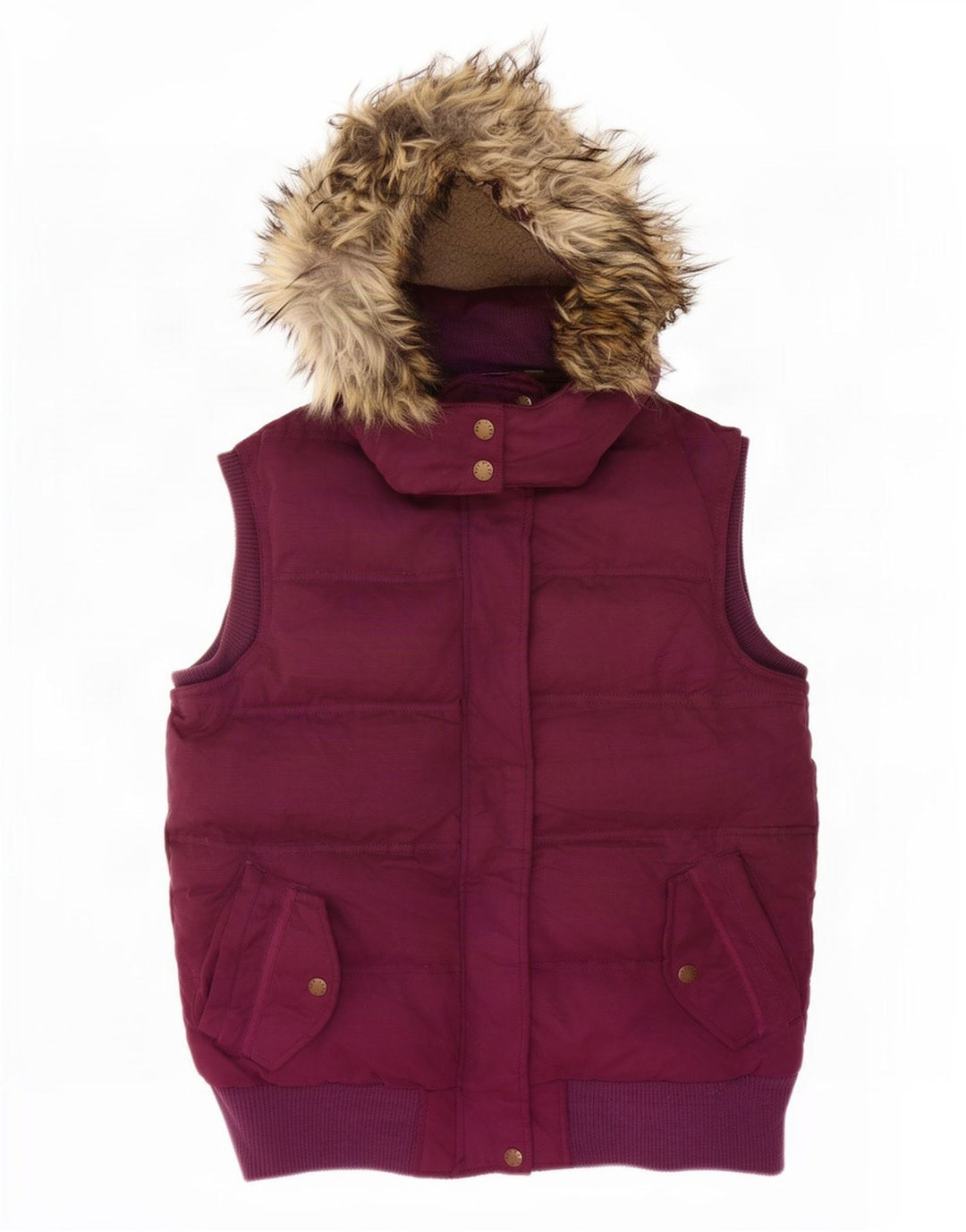Fat Face Gilet rembourré à capuche pour femme UK 12 Medium Marron Polyester