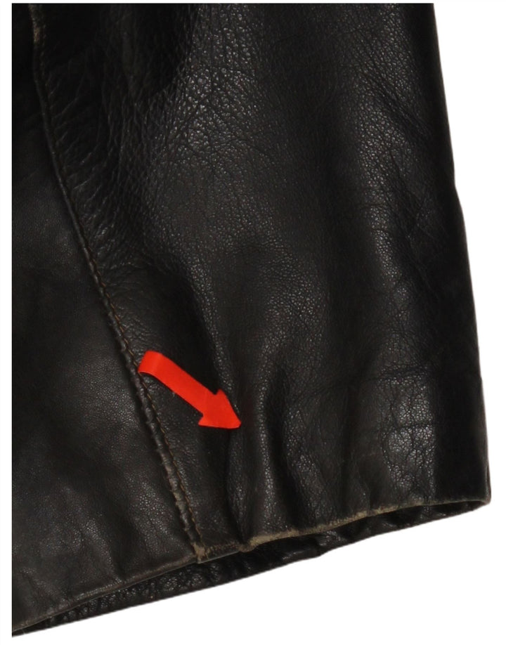 veste en cuir femme vintage UK 16 Grand cuir noir