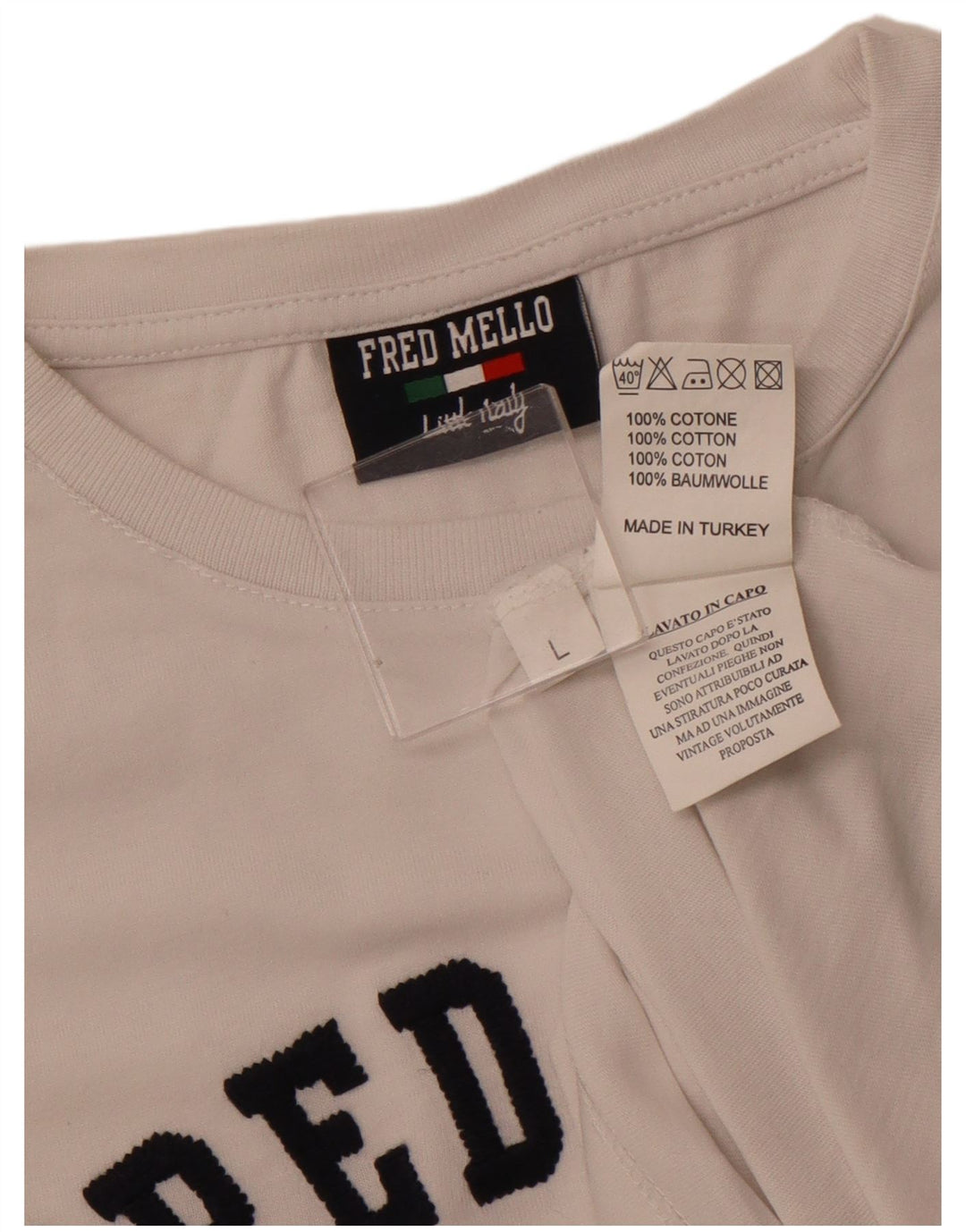 FRED MELLO T-Shirt Graphique Homme Grand Blanc Coton