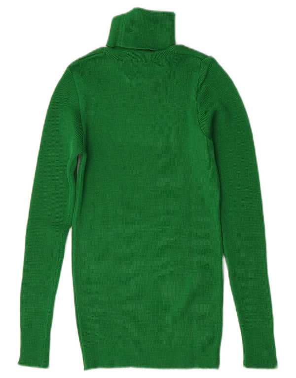 vintage Femmes Roll Neck Jumper Pull UK 4 XS Vert