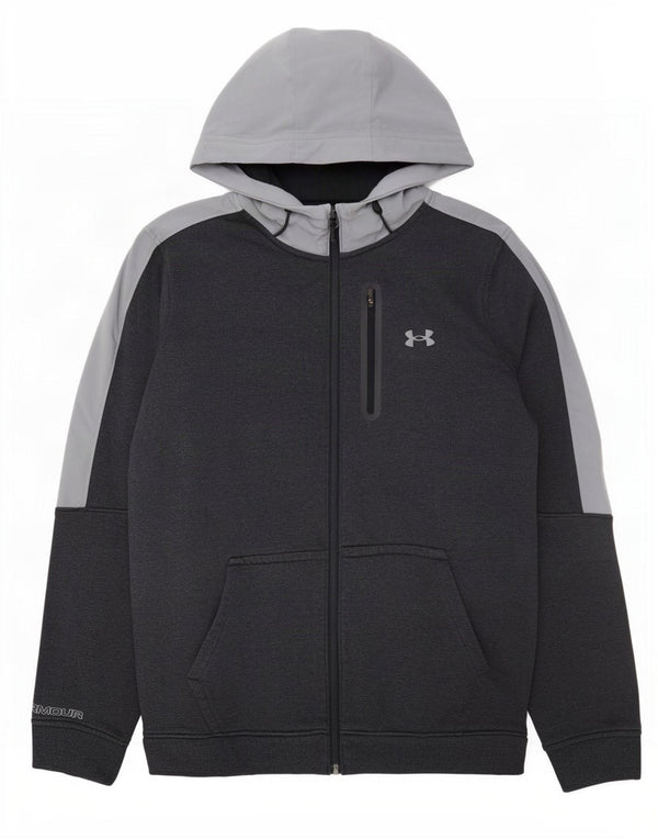 Under Armour Pull à capuche zippé pour homme en coton color block bleu marine Large