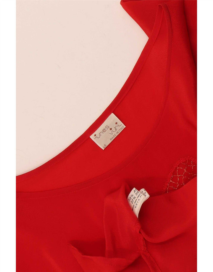 Ines Blouse Top IT 46 Large Acétate Floral Rouge