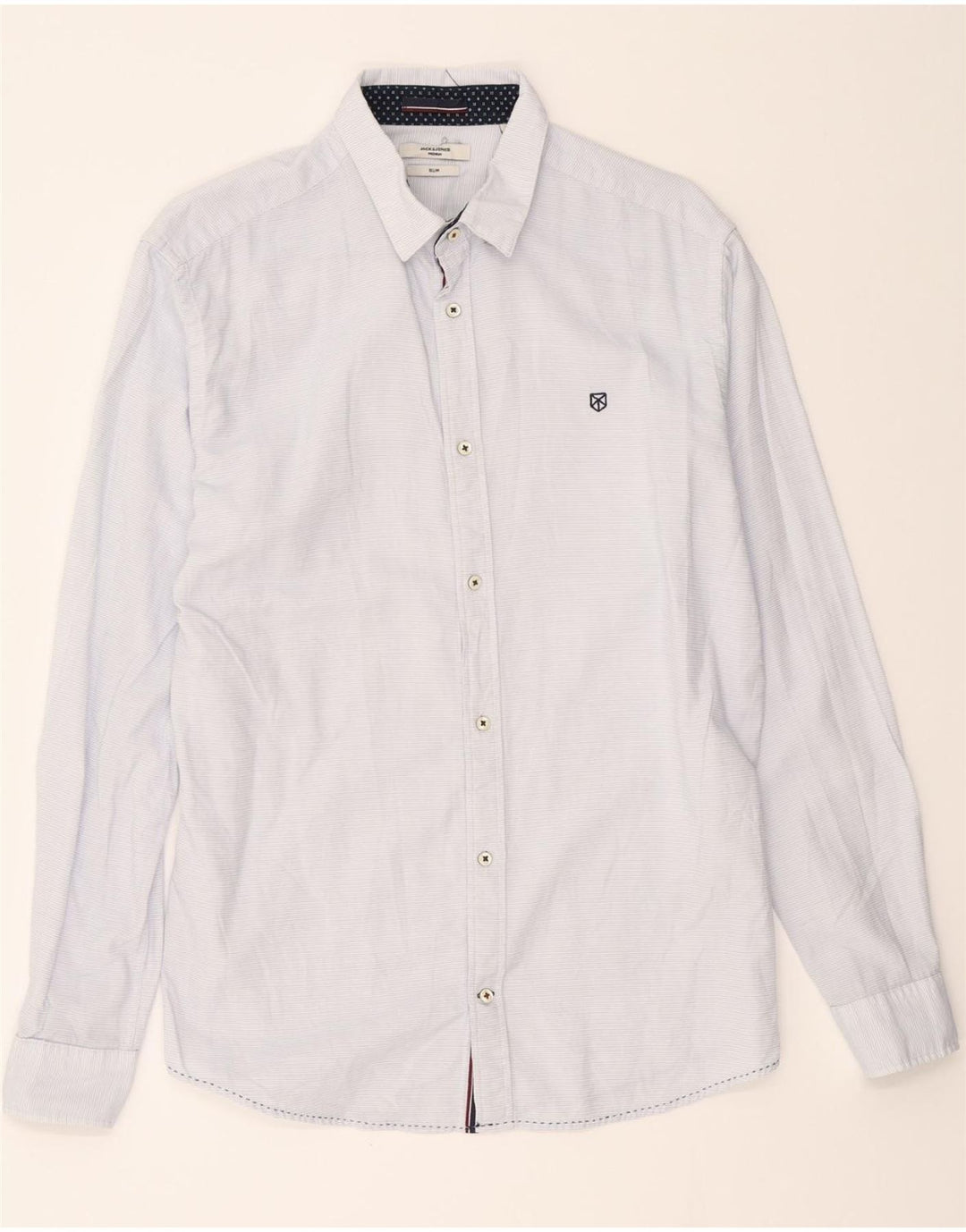 JACK & JONES Mens Slim Shirt Large Blue Pinstripe Cotton Vintage Jack & Jones and Second-Hand Jack & Jones from Messina Hembry 