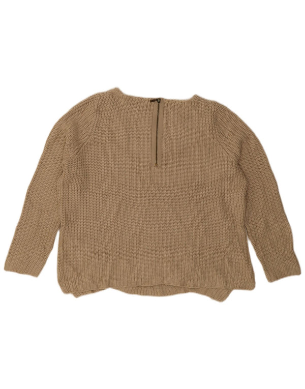 Marks & Spencer Pull surdimensionné à col bateau pour femme UK 14 Large Beige