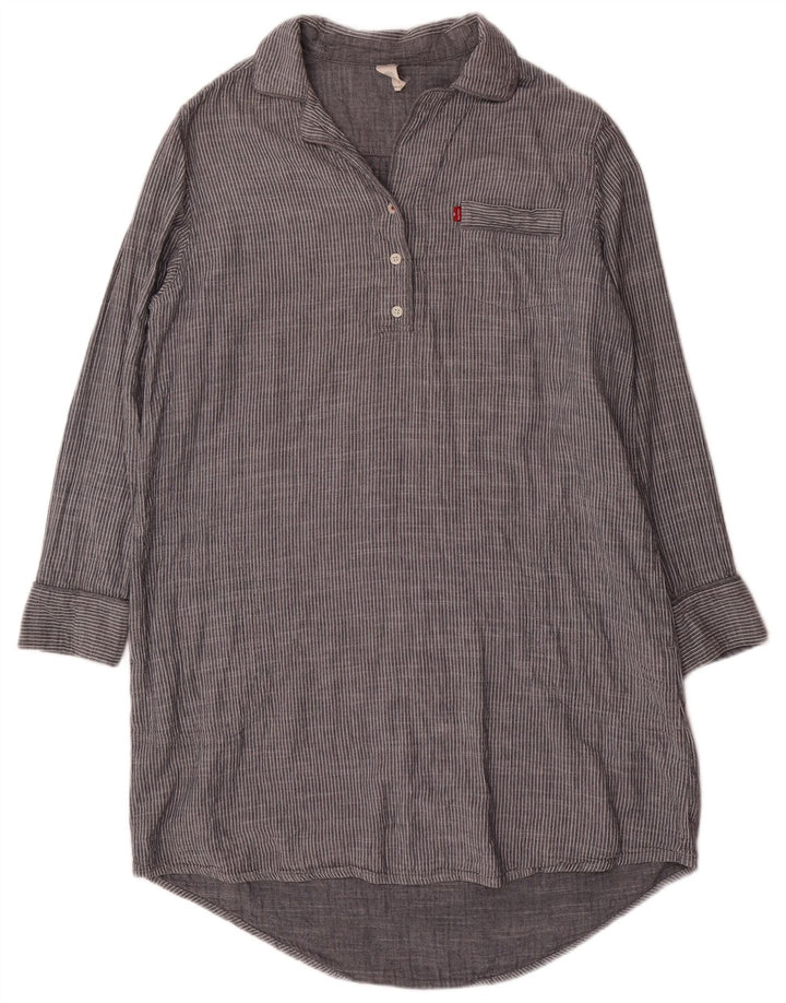 Levi's Robe chemise pull pour femme UK 16 Grand coton à fines rayures gris