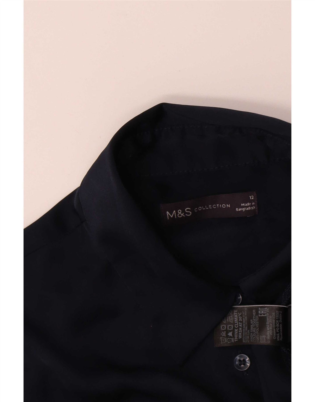 Marks & Spencer Chemisier à manches courtes pour femme UK 12 Bleu marine moyen