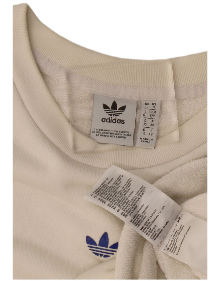 Adidas Sweat-shirt surdimensionné graphique pour femme UK 10 Petit Blanc cassé