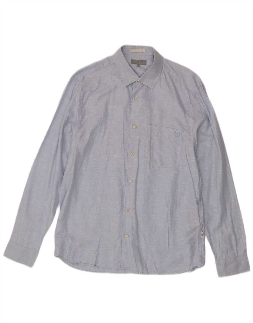 Ted Baker Chemise Homme Taille 4 Grand Lin Moucheté Bleu