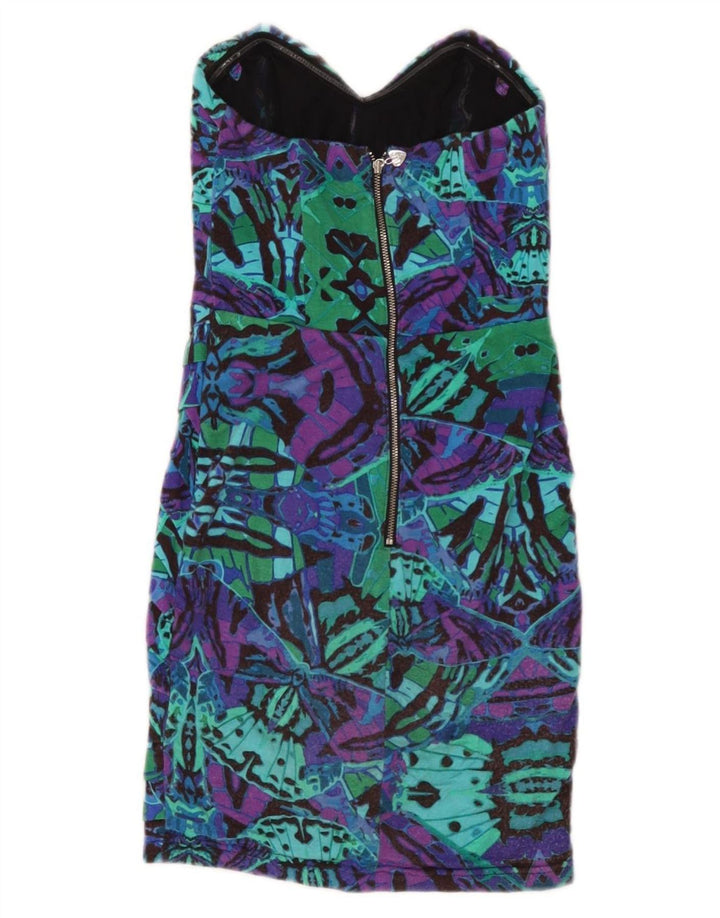 Lipsy Femme Robe Bustier UK 8 Petite Viscose Géométrique Multicolore