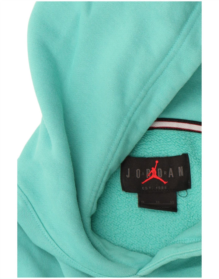 JORDAN Pull à capuche pour homme XL en coton turquoise