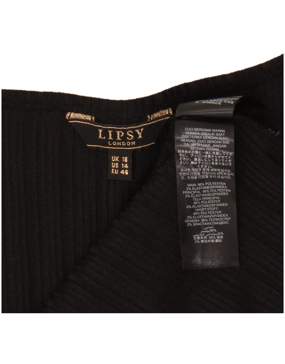 Lipsy Femme Blouse Sans Manches Top UK 18 XL Noir Polyester