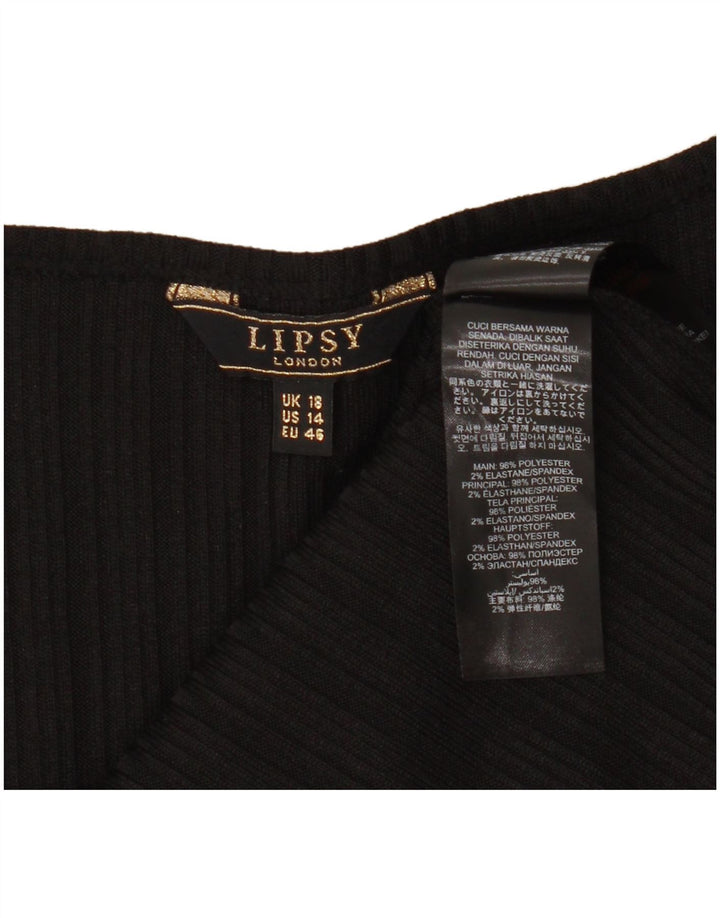 Lipsy Femme Blouse Sans Manches Top UK 18 XL Noir Polyester
