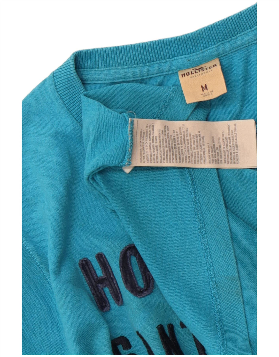 Hollister T-Shirt Graphique Homme Bleu Moyen Coton