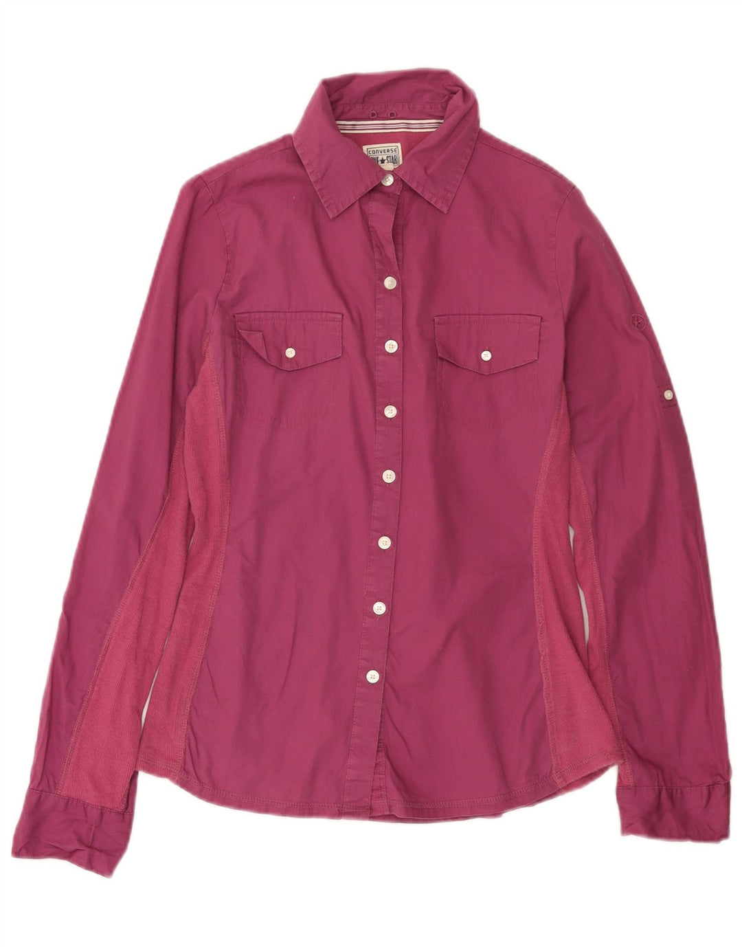 CONVERSE Chemise One Star pour femme UK 10 Petit coton color block rose