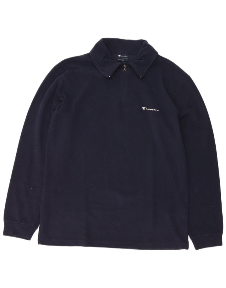 Champion Pull polaire à col zippé pour homme Taille L Bleu marine Polyester