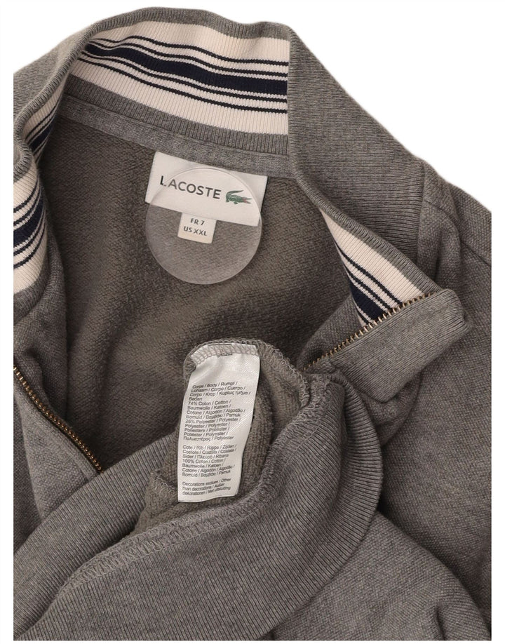 LACOSTE Homme Survêtement Top Veste Taille 7 2XL Gris Coton