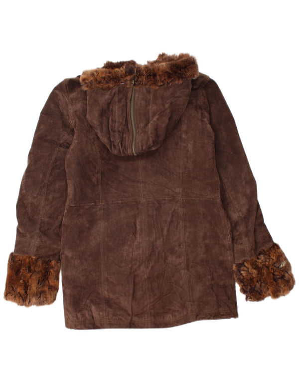 Conbipel Manteau à capuche en daim pour femme IT 44 Cuir marron moyen