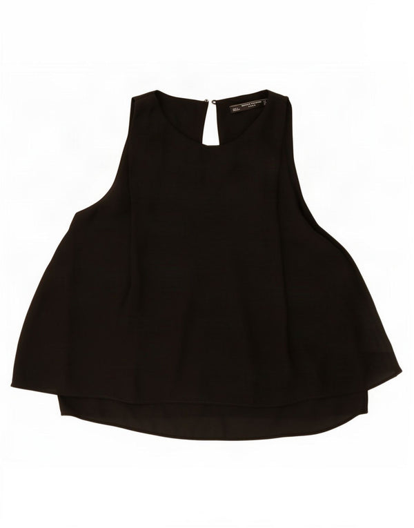 Zara Womens Trafaluc Blouse sans manches Top UK 6 XS Noir