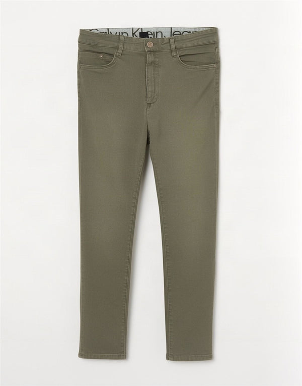 Calvin Klein Pantalon court skinny W28 L24 en coton vert pour femme