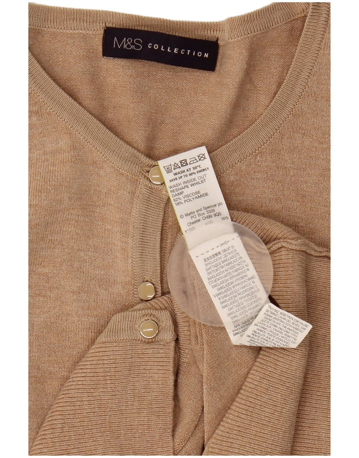 Marks & Spencer Pull Cardigan Femme UK 12 Viscose Beige Moyen