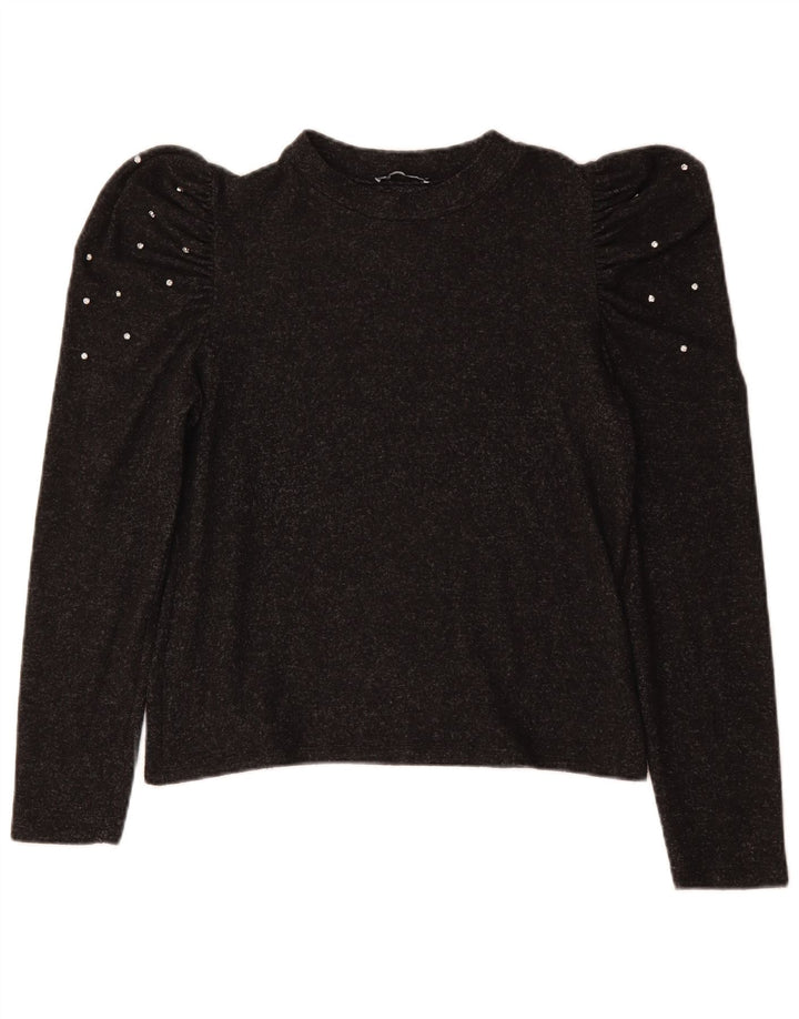 ZARA Femme Top Manches Longues UK 14 Large Gris