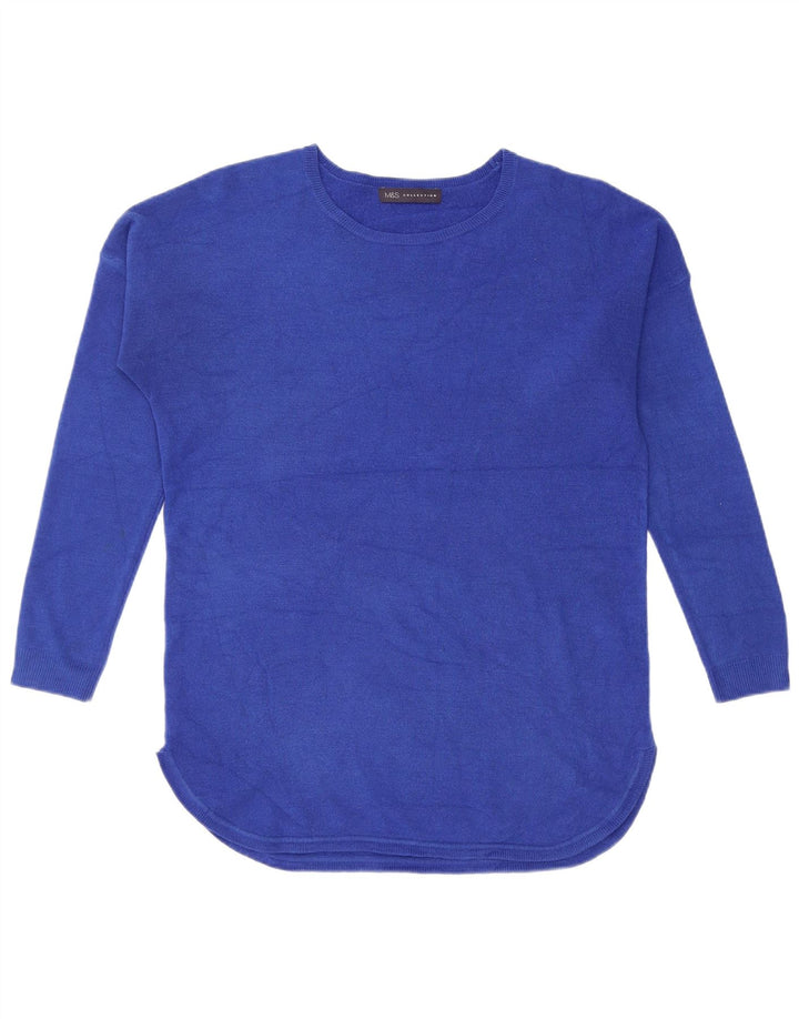 Marks & Spencer Pull surdimensionné à col bateau pour femme UK 10 Petit Bleu