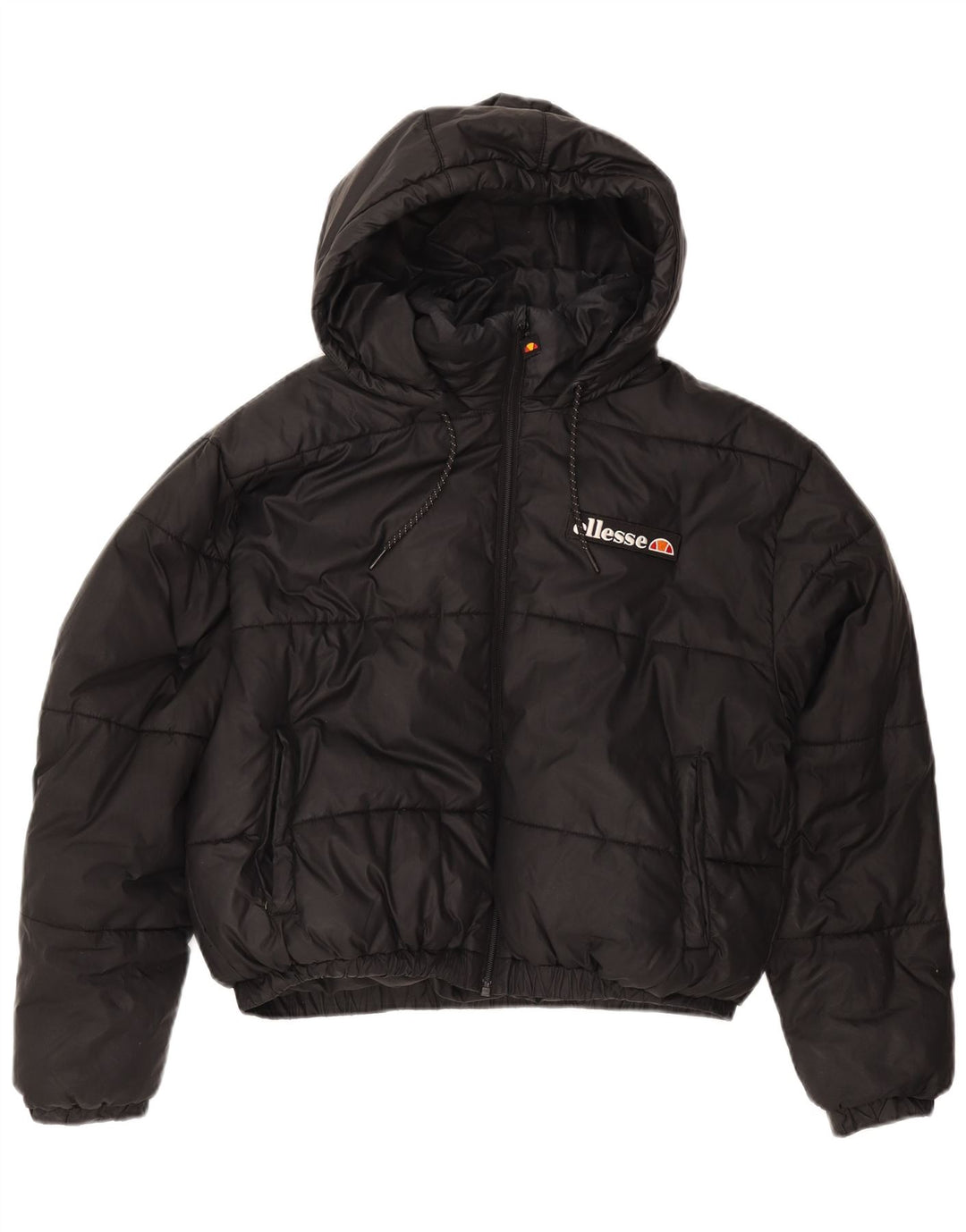 ELLESSE Veste matelassée à capuche surdimensionnée pour femme UK 12 Noir moyen Polyester