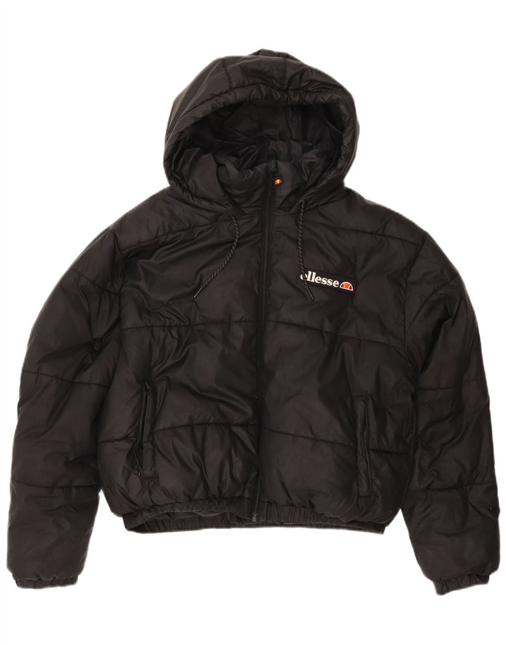 ELLESSE Veste matelassée à capuche surdimensionnée pour femme UK 12 Noir moyen Polyester
