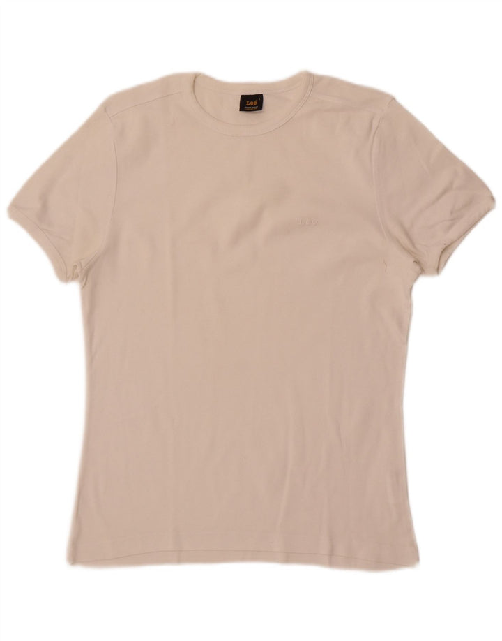 Lee T-Shirt Femme Top UK 14 Large Blanc Coton