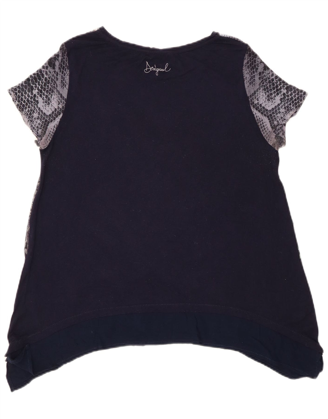 Desigual Tunique graphique pour femme UK 44 Bleu marine moyen floral