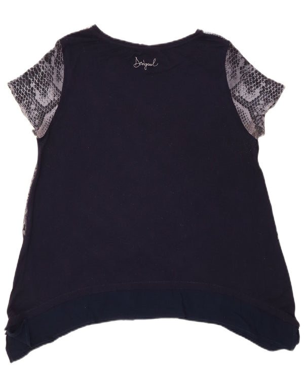 Desigual Tunique graphique pour femme UK 44 Bleu marine moyen floral