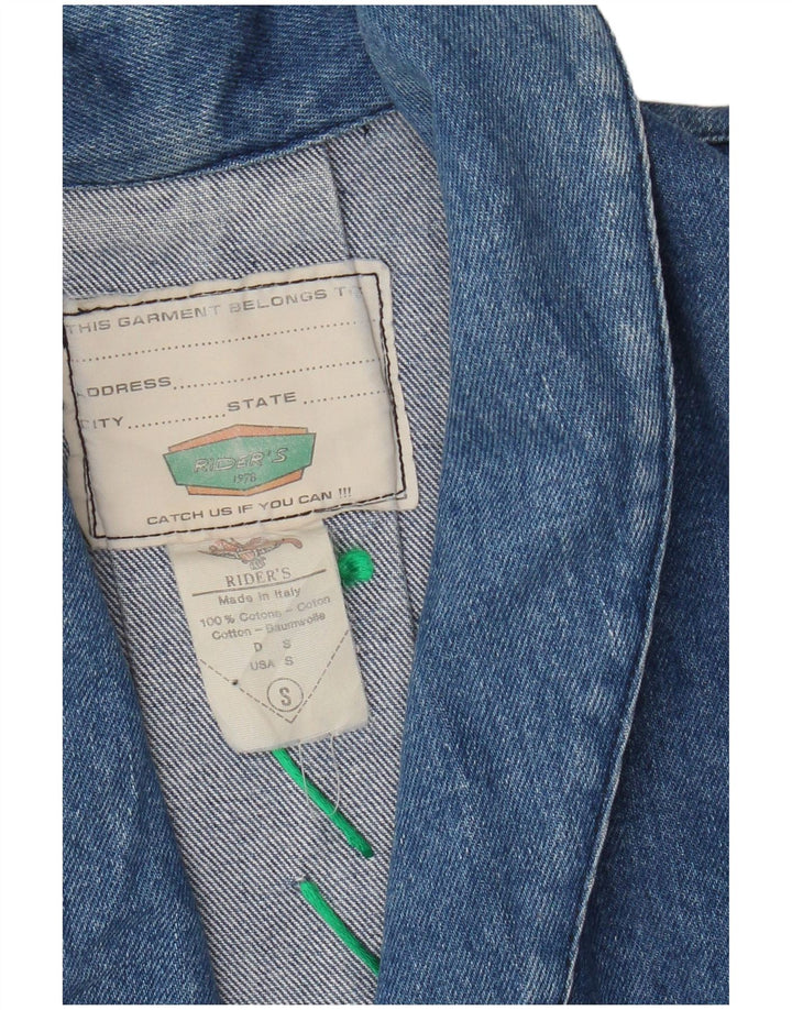 veste en denim crop femme vintage UK 10 petit coton bleu