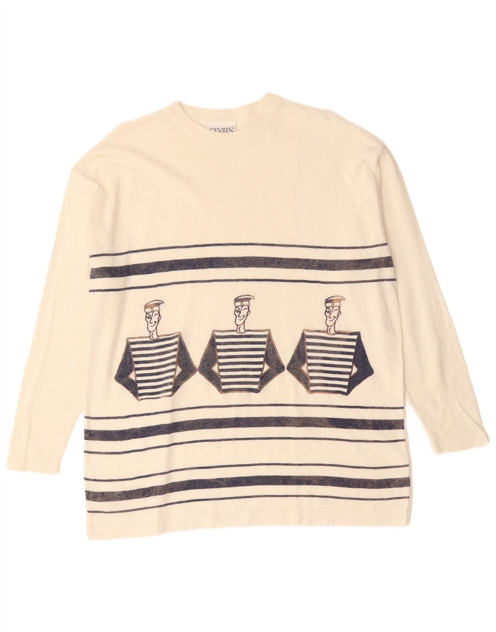 Sevres Haut Graphique Homme Manches Longues XL Blanc Cassé Rayé