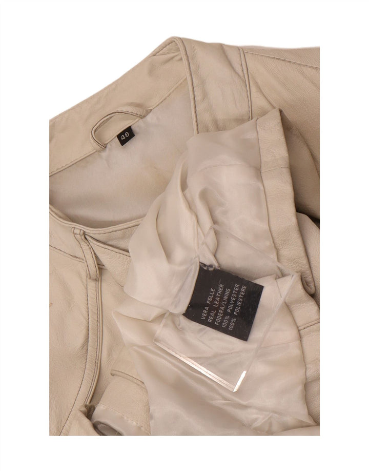 veste de course en cuir femme vintage IT 46 Grand cuir blanc