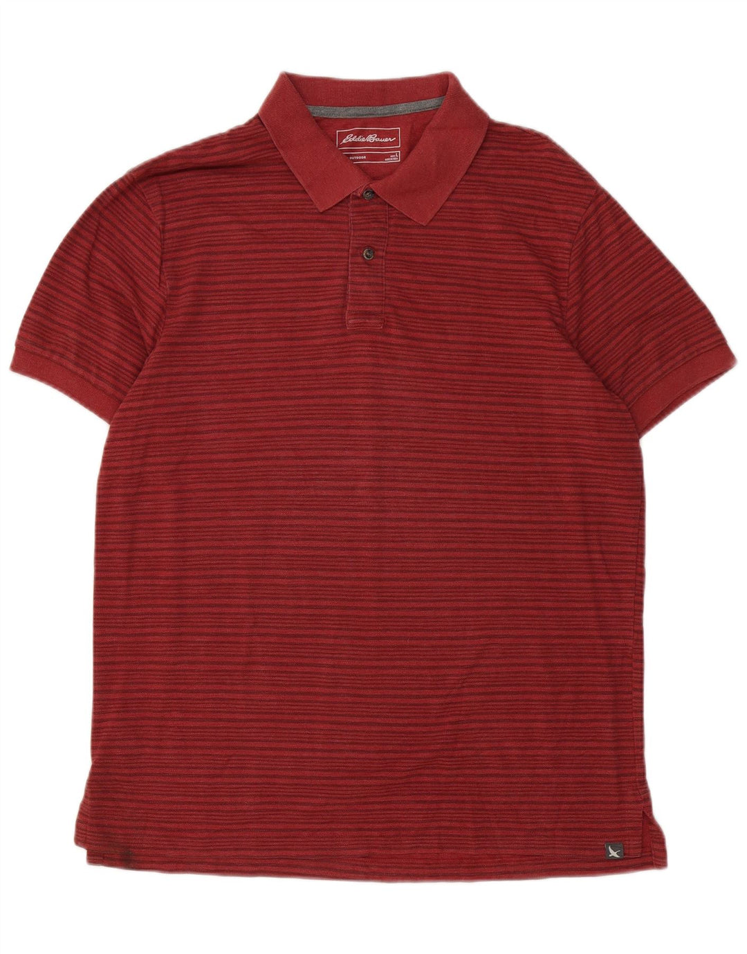EDDIE BAUER Polo Homme Grand Coton Rayé Rouge