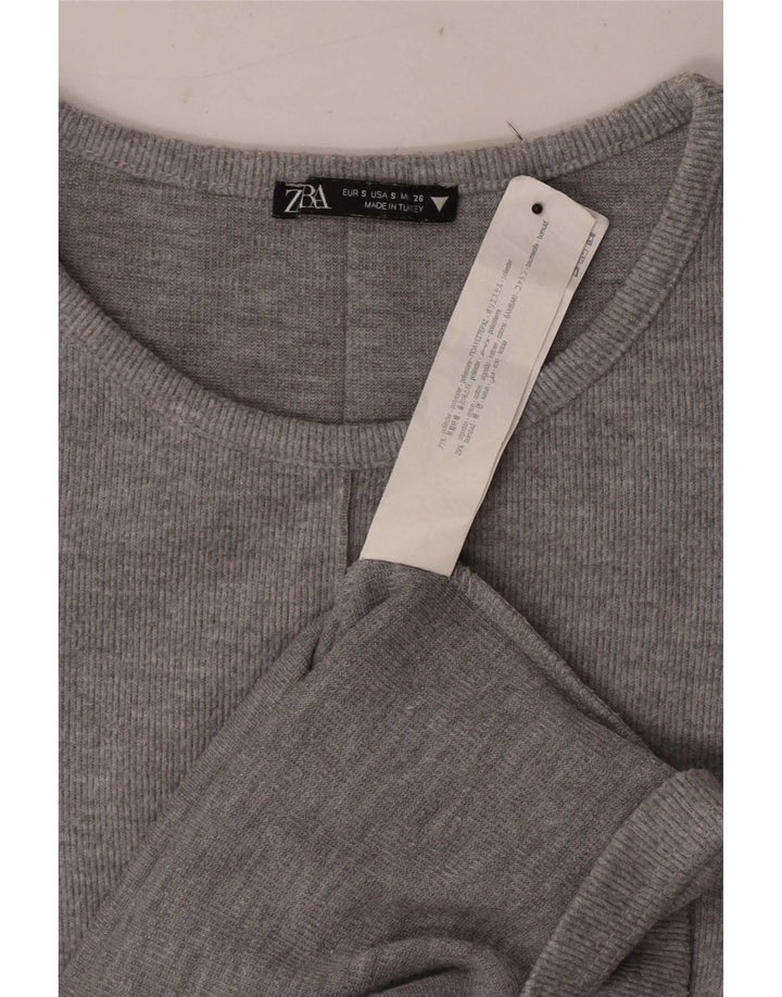 Zara Femme Robe T-Shirt UK 8 Petit Gris Polyester