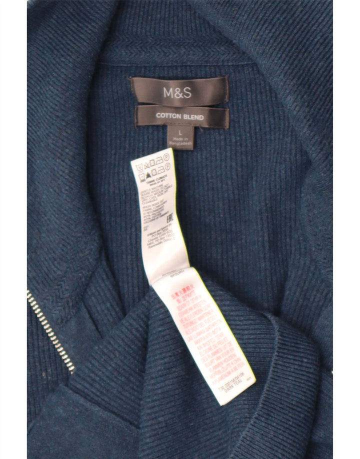 Marks & Spencer Pull Cardigan Homme Grand Bleu Marine Polyester