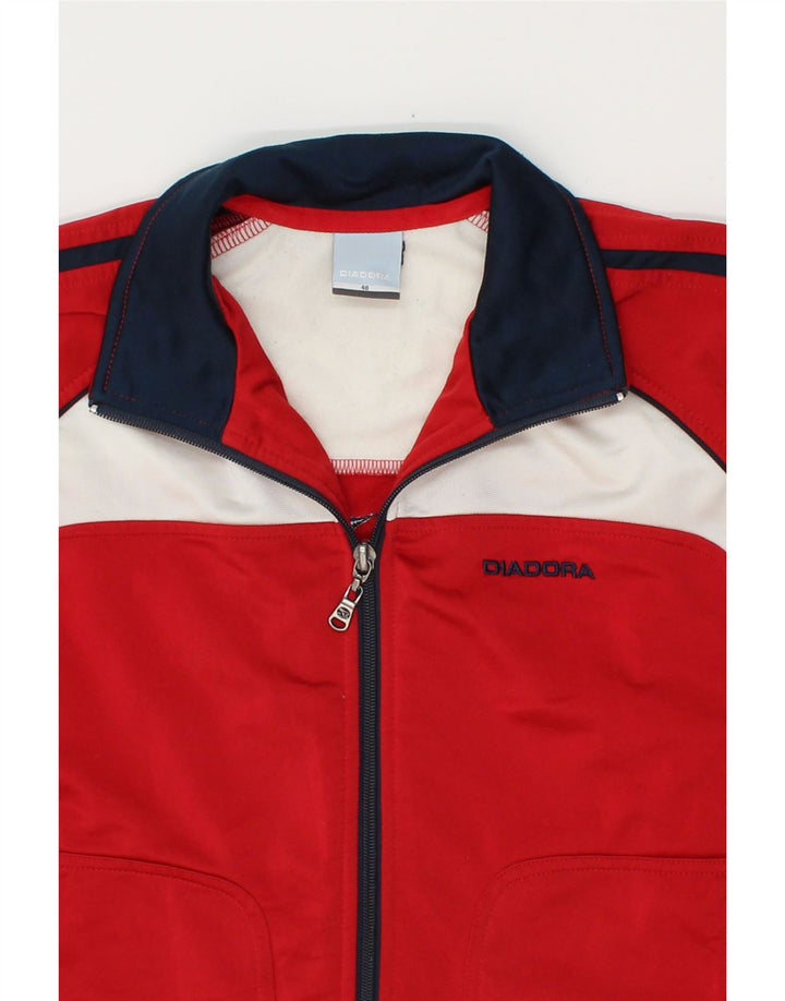 DIADORA Boys Tracksuit Top Jacket 12-13 Years Red Colourblock Polyester Vintage Diadora and Second-Hand Diadora from Messina Hembry 
