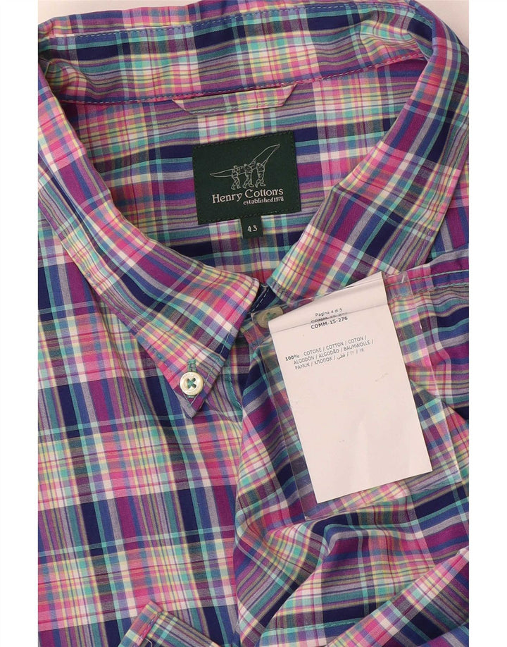 Henry Cottons Chemise Homme Taille 43 XL Coton à Carreaux Multicolore