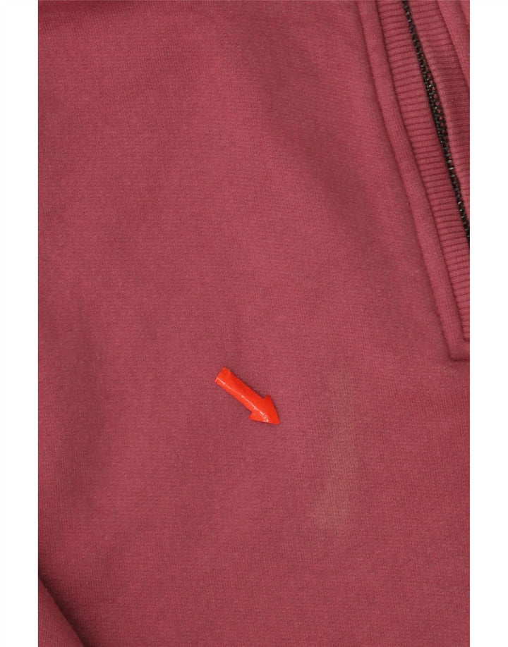 Crew Clothing Sweat-shirt col zippé pour femme en coton rose moyen