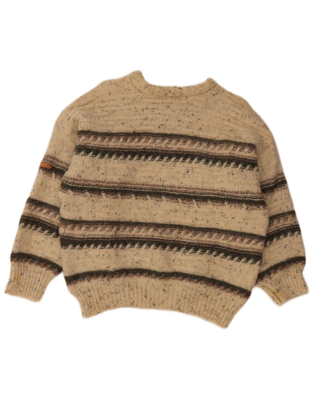 SERGIO TACCHINI Pull à col rond pour femme UK 16 Large Beige Rayé