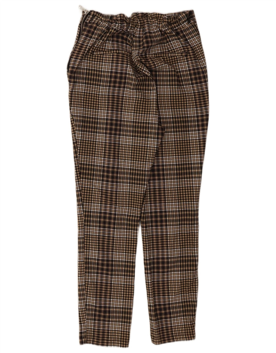 Zara Pantalon court pour femme Large W30 L24 Marron à carreaux