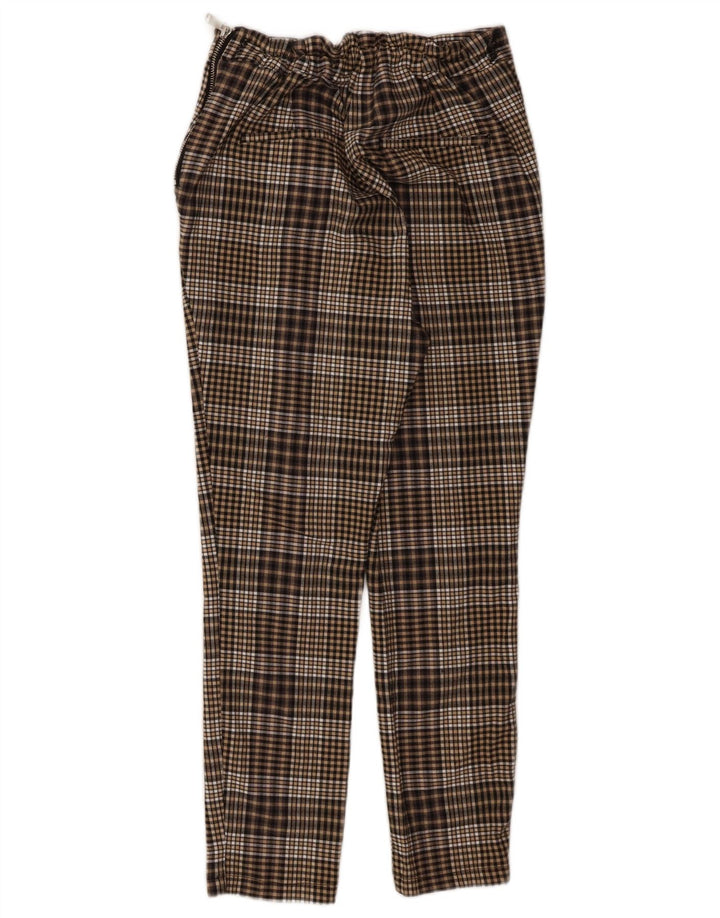 Zara Pantalon court pour femme Large W30 L24 Marron à carreaux