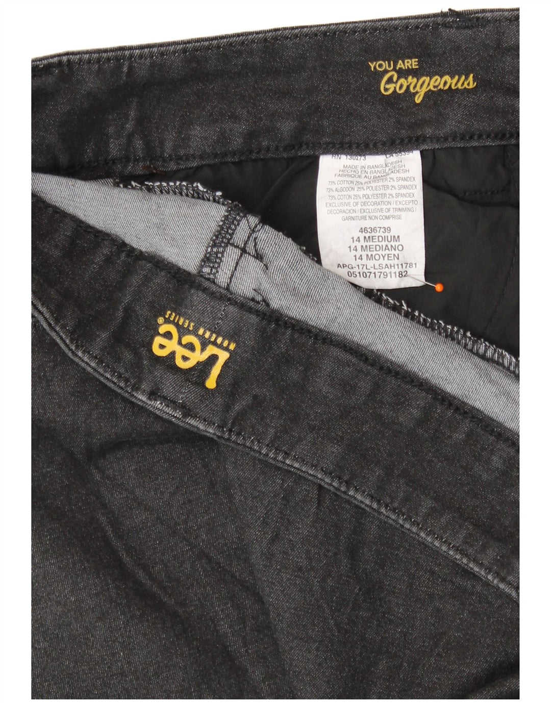 LEE Pantalon décontracté droit pour femme série moderne US 14 XL W36 L31 Noir