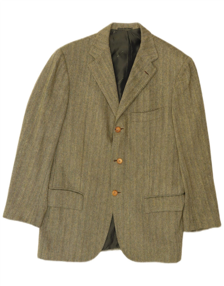 Kiton Veste blazer Napoli 3 boutons pour homme UK 38 Vert moyen à chevrons