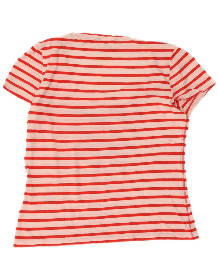 TOMMY HILFIGER T-shirt court graphique pour femme UK 14 Grand rayé rouge